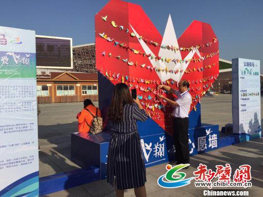 民众在护鸟愿墙写下护鸟心愿 李茜 摄 民众在护鸟愿墙写下护鸟心愿 李茜 摄